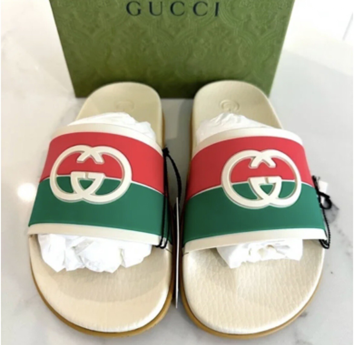 GUCCI INTERLOCKING G RUBBER SLIDES SANDALS MEN US 12 With Box GUCCI INTERLOCKING G RUBBER SLIDES SANDALS MEN US 12 With  main image 3