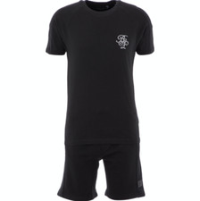 BRAVE SOUL 2 Pack Black Script T Shirt  Shorts - L