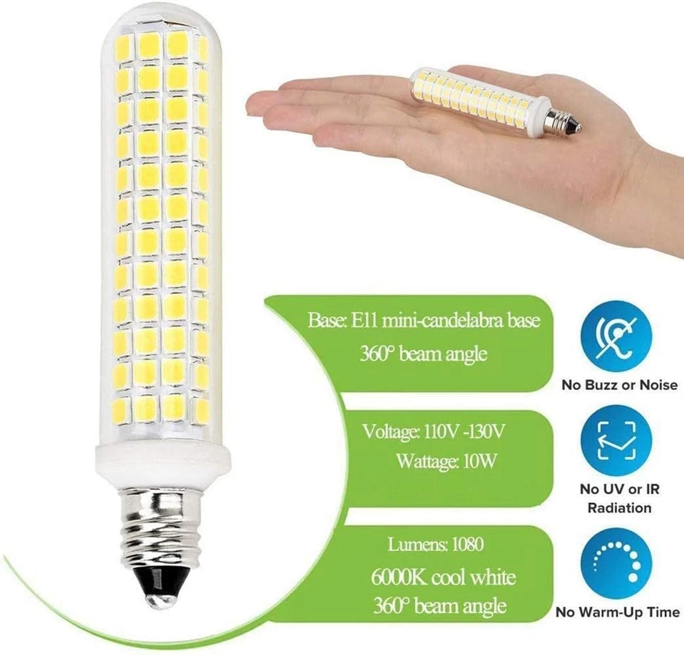 E11 LED Bulb, 100W E11 Halogen Bulb Replacement, 9W 1100Lm Patented Product, AC1 - Image 2 of 4