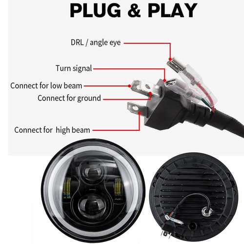 2x 7" Inch Round 150W LED Headlight Hi/Lo Beam DRL Fit For JEEP Wrangler JK - Picture 11 of 12