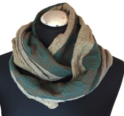 Loop Loopschal Schlauchschal grün 3 verschiedene Stoffe Unikat Kreativ.atelier