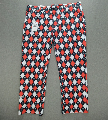 Tattoo Golf 40X32 Red Black ProCool Argyle Skulls Monster Pants