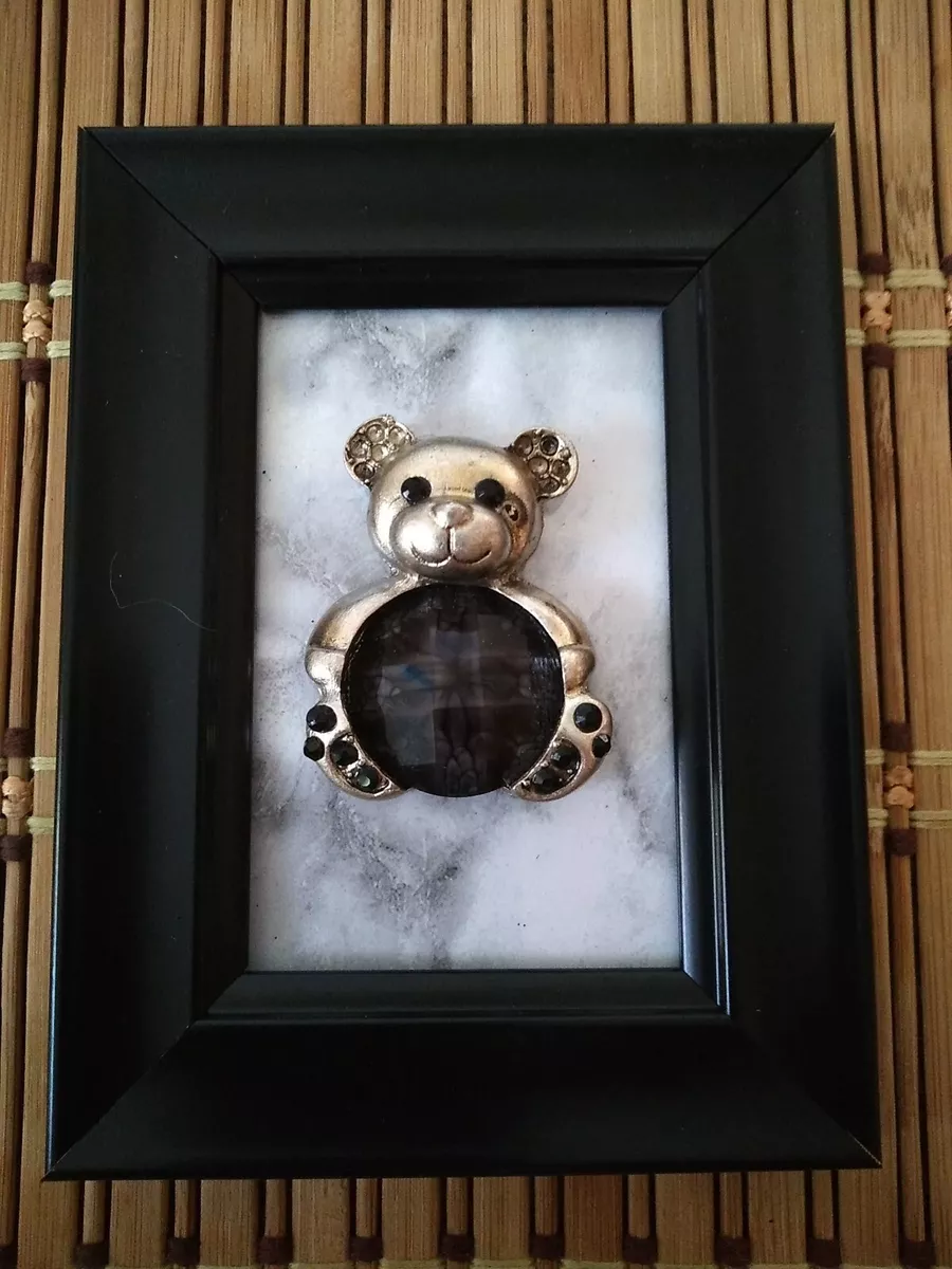 Metal Bear Black Rhinestone Belly ART On BLACK Frame