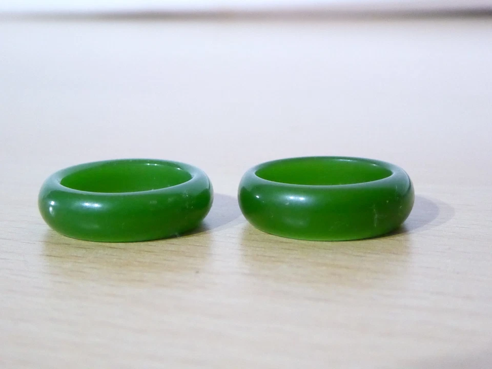 Echter Grüne Jade Ring Natürliche Stein Smaragd Jadeit Ringe 18 & 19 mm  - Bild 2 von 3