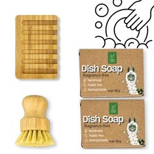 Dish Washing Bar Soap Set with 2 Solid Coconut Oil