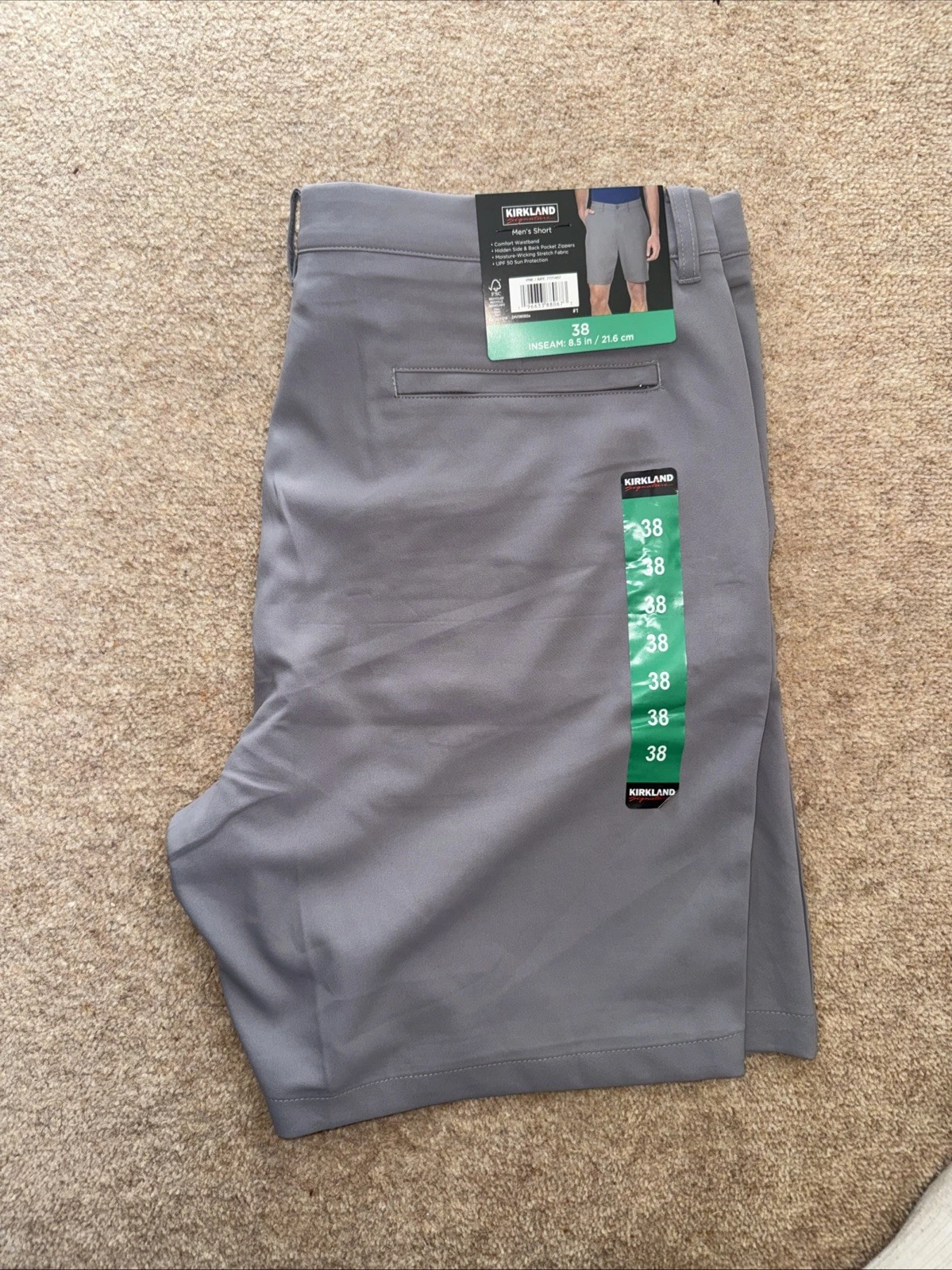 Kirkland Signature Men’s Performance Short Comfort Waistband UPF 50 W38 NWT