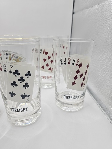 MCM Casino Poker Card Highball Glassware 8oz with Ice Bucket Lot of 9 - Picture 4 of 5