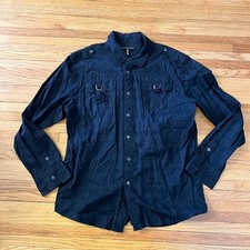 Affliction Shirt Mens XL Black Cross Skull Long Sleeve Button Up  