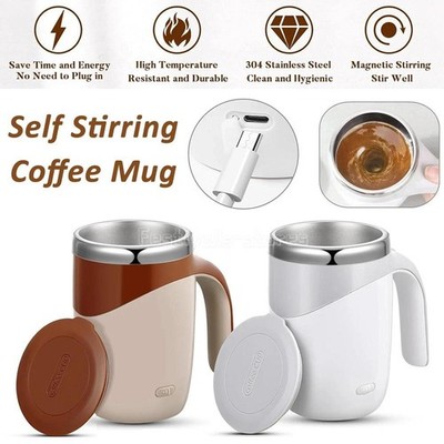 Self Stirring Coffee Mug Rechargeable Magnetic Mixing Cup 380ml USB Auto Stirrer
