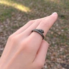 Vintage 925 Sterling Silver Marcasite Snake Band Ring Sz 7.5