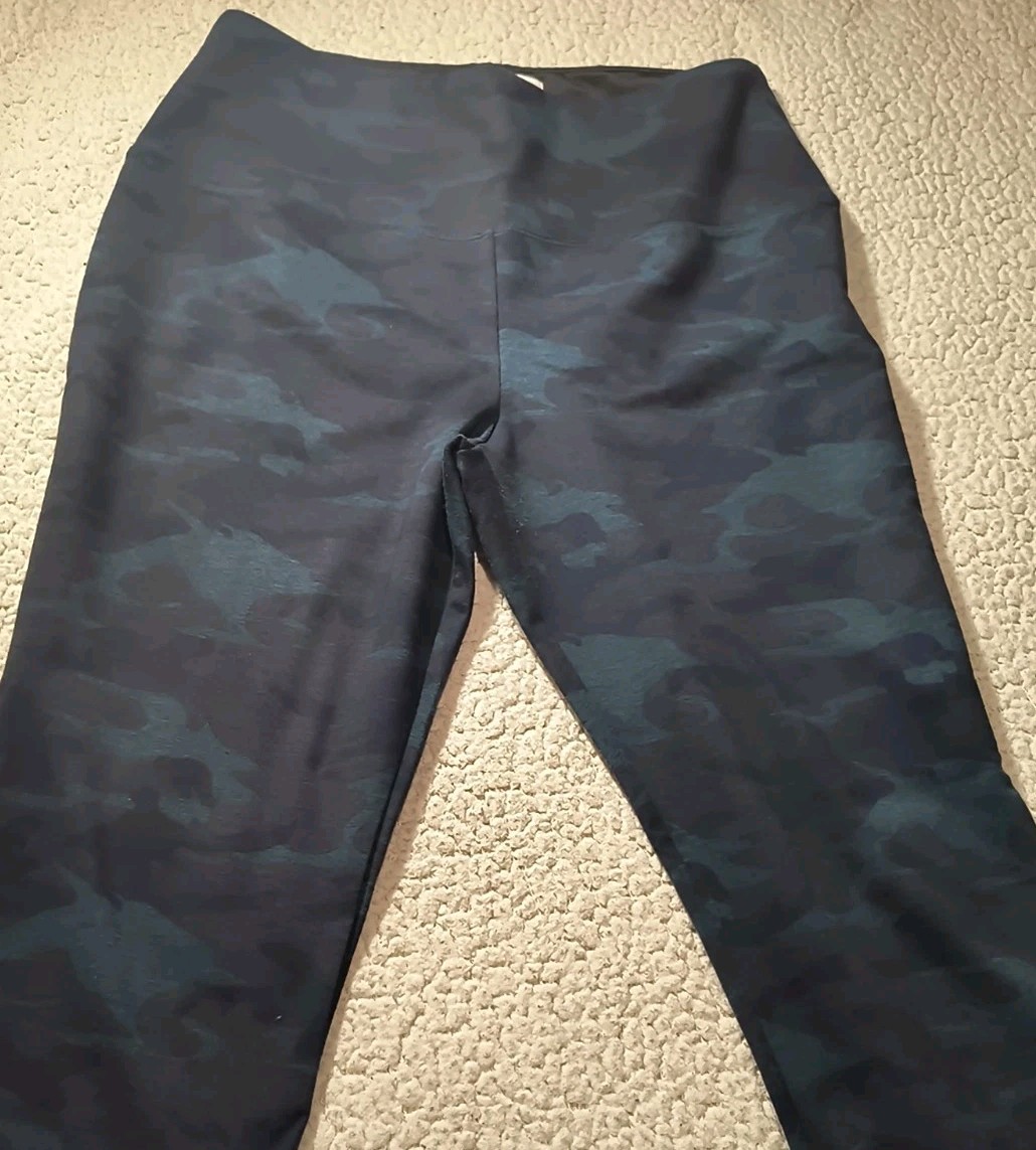 RACHEL ZOE Leggings Size L Camouflage Navy Blue Black | Activewear Sport | High