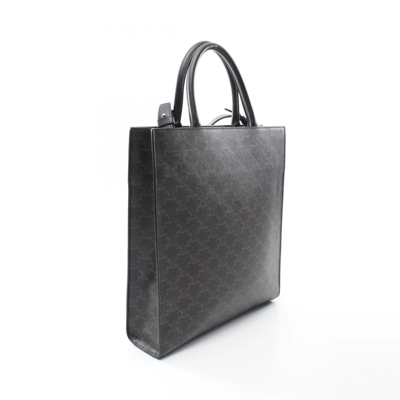 CELINE Borsa Trionfo Media Verticale Nero Marrone Tela PVC Usata