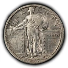 1917-S 25c Standing Liberty Silver Quarter Luster - Type 2 - AU - SKU-Y6383