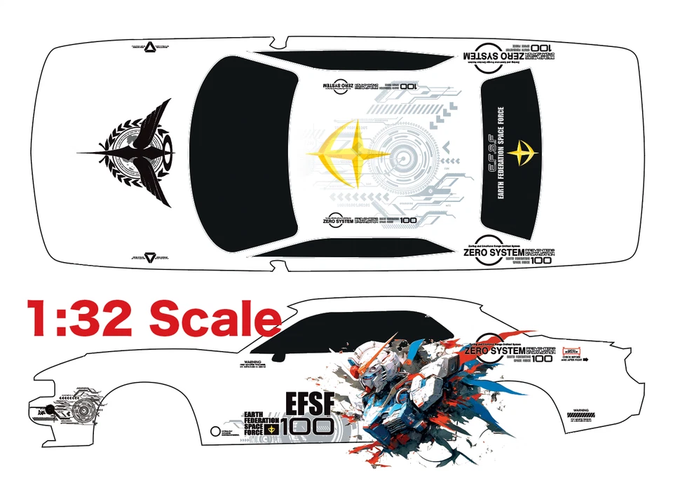 Anime Gundam Water Slide Decal White Toner 1-25 - 1-28 -1-32 RC Model Dicast#595 - Image 3 of 4