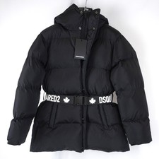 Dsquared2 Logo Belt Down Puffer Jacket In Black And White - Kid's Size 12Y