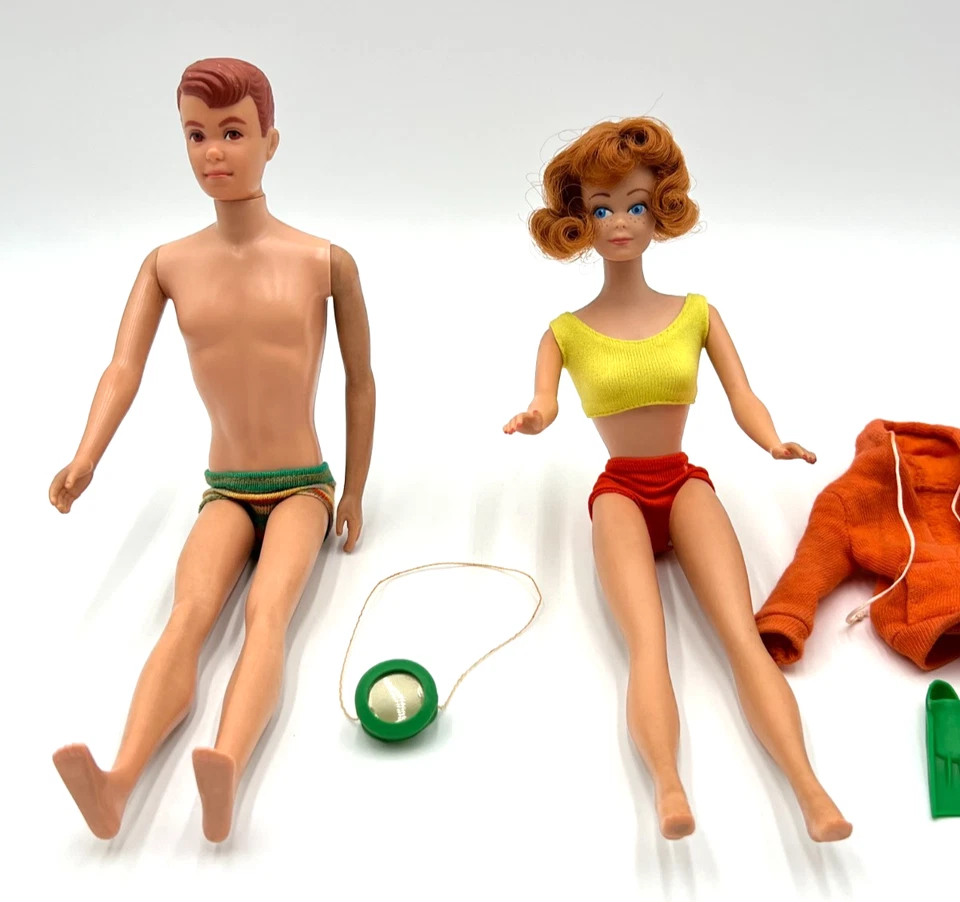 Vintage 1962 Midge & 1963 Ken Dolls + 1964 Barbie Ski Boat – Tagged Outfit Japan - Image 3 of 4