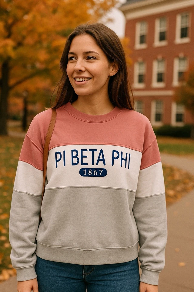 Sudadera Pi Beta Phi 1867 Sorority cuello redondo manga larga campus atletismo XL Foto 2 de 4