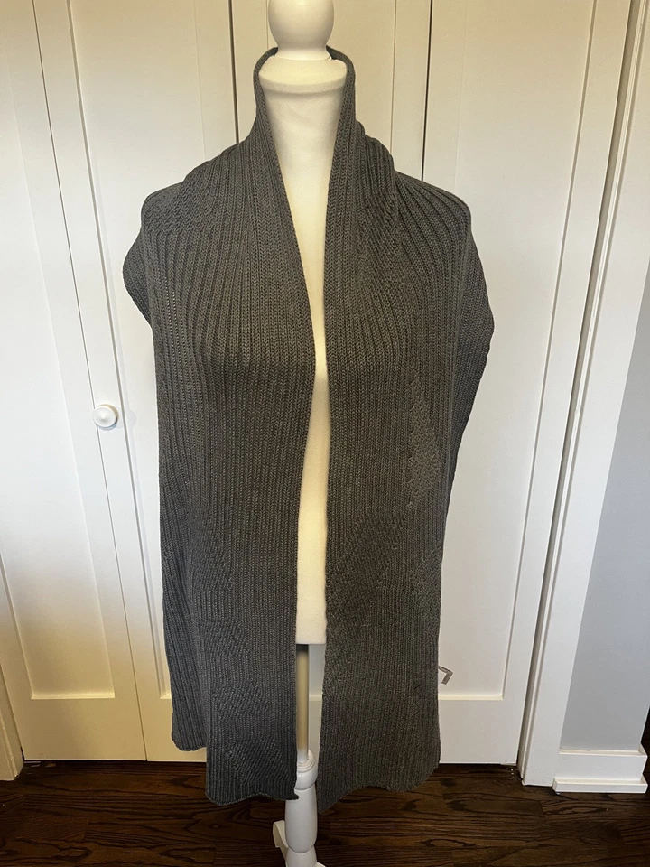 全新全新带标签 UGG 灰色针织冬季围巾,大码,羊毛混纺 — 第 2/4 张图片