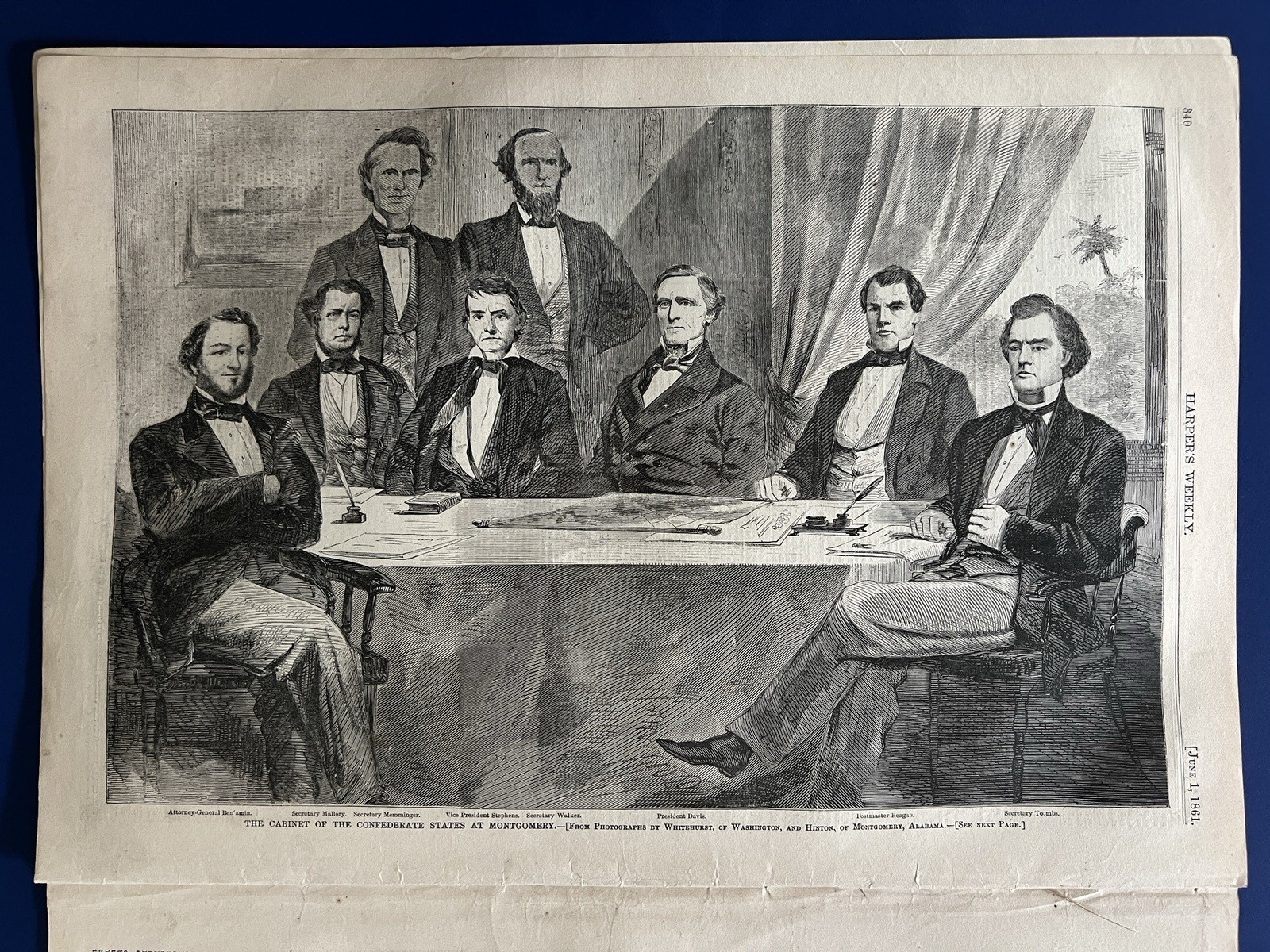 Harper's Weekly 6-1-1861 BUTLER 1st Civil War Victim CONFEDERATE CABINET ALABAMA