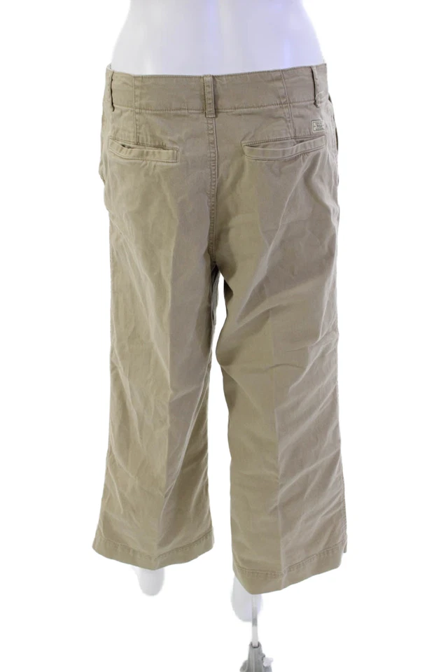 Polo Ralph Lauren Mujer Algodón Bolsillo Pierna Ancha Capris Beige Talla 6 Foto 3 de 4