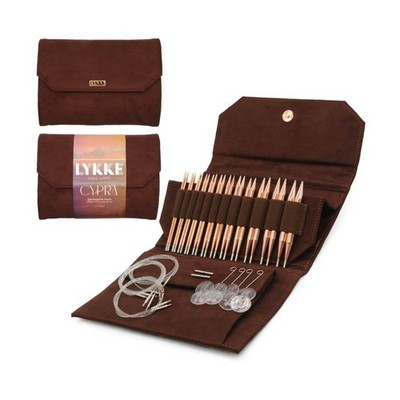 Lykke 5'' Cypra Interchangeable Needle Set, Brown Vegan Suede Case