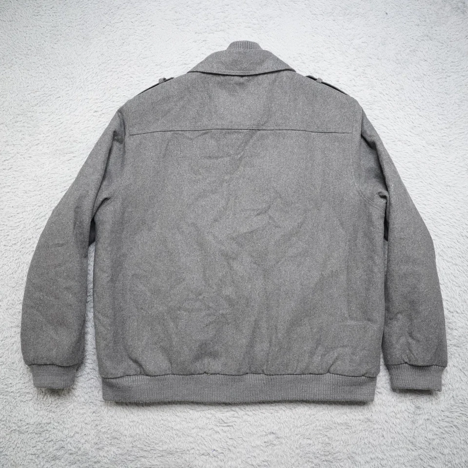Wool Bomber Jacket Mens XL Gray Full Zip Quilted Heavy J. Ferrar - Image 2 of 4