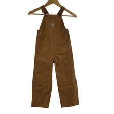 Carhartt Bib Overalls Boys Canvas Bibs Duck Workwear Double Knee Tan Brown 4T