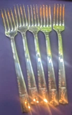5 Grille Forks Oneida CAPRICE Nobility Silver Plate 1937 Silverware Flatware