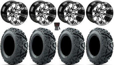 LSI Casino 12'' Golf Wheels Machined 25'' Barrage Mud Tires E-Z-GO & Club Car