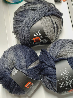 KC Premier Yarn Plume, 3.5 OZ, BLUE/ GREY Set of Three