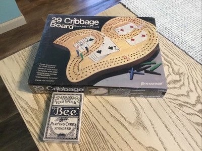 1983 Pressman '' 29 CRIBBAGE BOARD '' Game. Brand New and Sealed #1029 w/new Cards