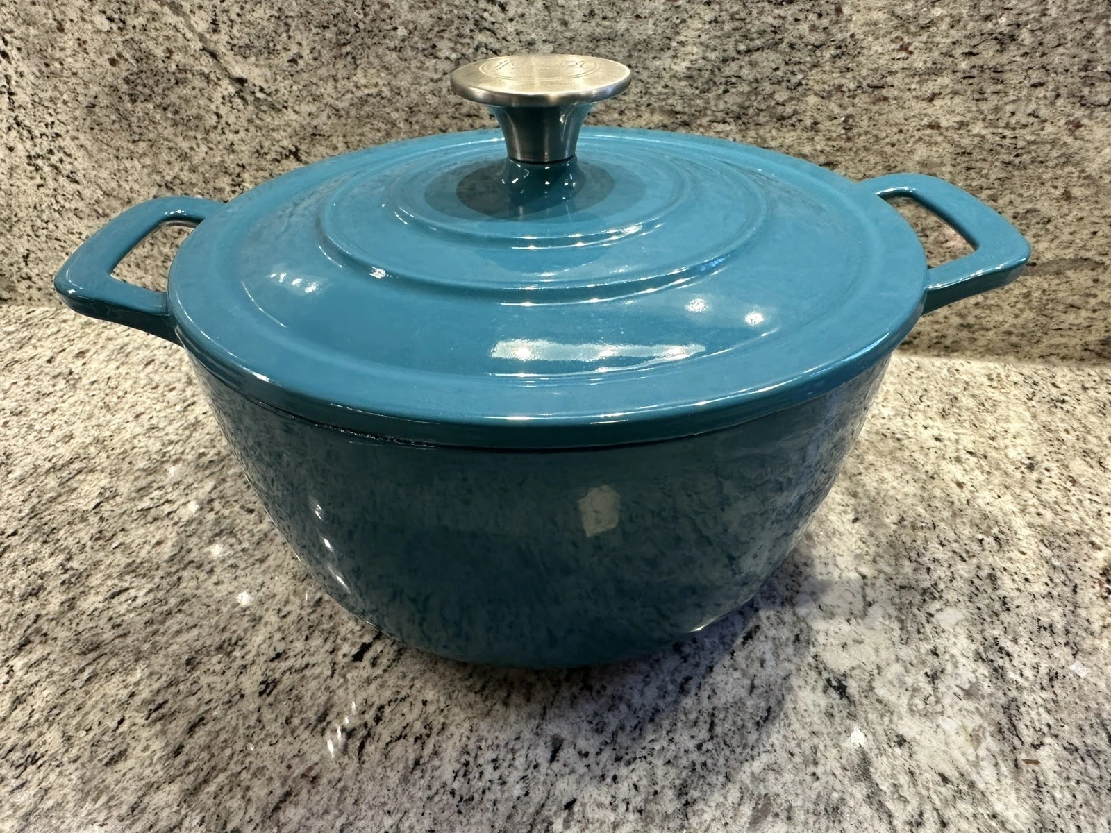 Food Network Cast Iron Enamel Pot / Dutch Oven w/ Basting Lid ~ Turquoise 3.5 Qt
