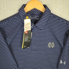UNDER ARMOUR x NOTRE DAME New 80 Mens Size XL Polo Shirt HEATGEAR Blue Gray