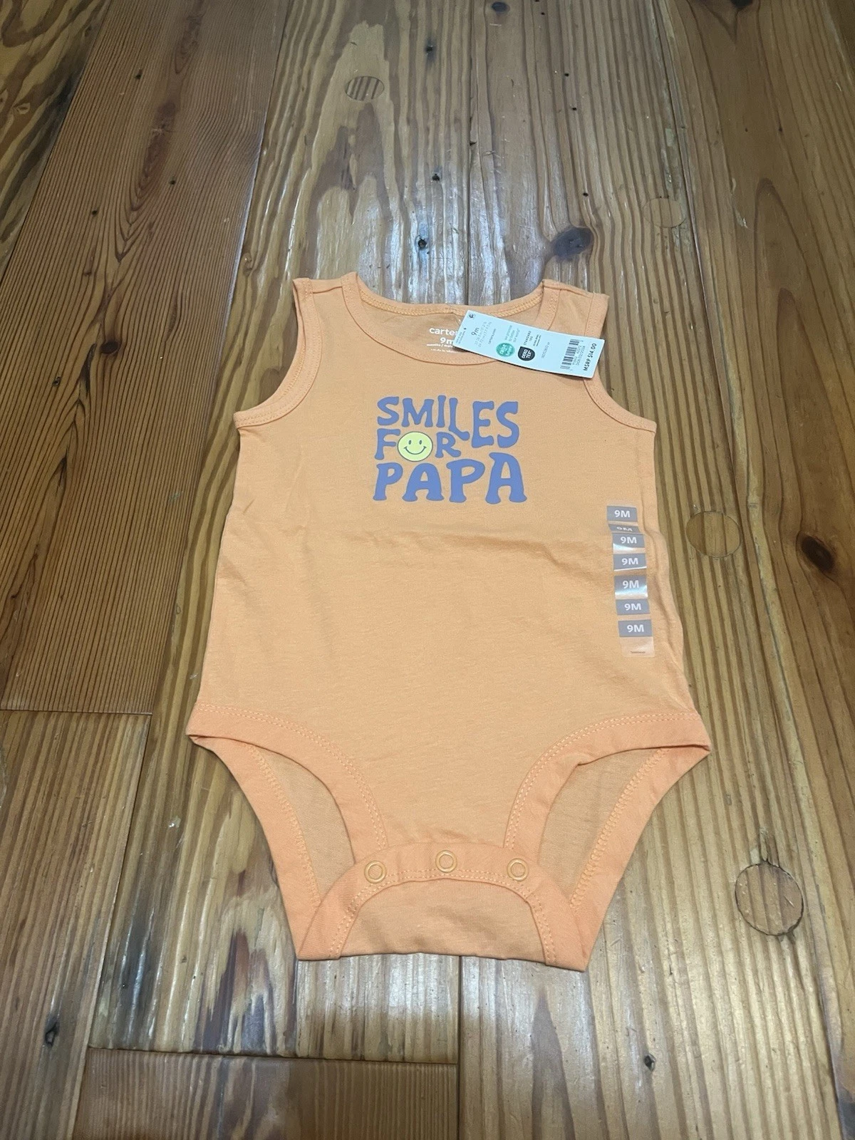 Carter’s “Smiles for Papa” One-Piece Romper Outfit, 9 Months Baby Girl/Boy NWT