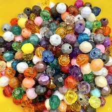 1000 ct Round Faceted Acrylic Beads 10MM Multicolor Mix Bulk for Arts Crafts N
