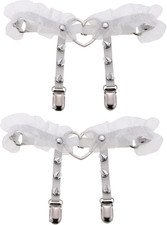 2Pcs Adjustable Lace Heart Thigh Garter with Anti-Slip Clasps, Elastic Leg