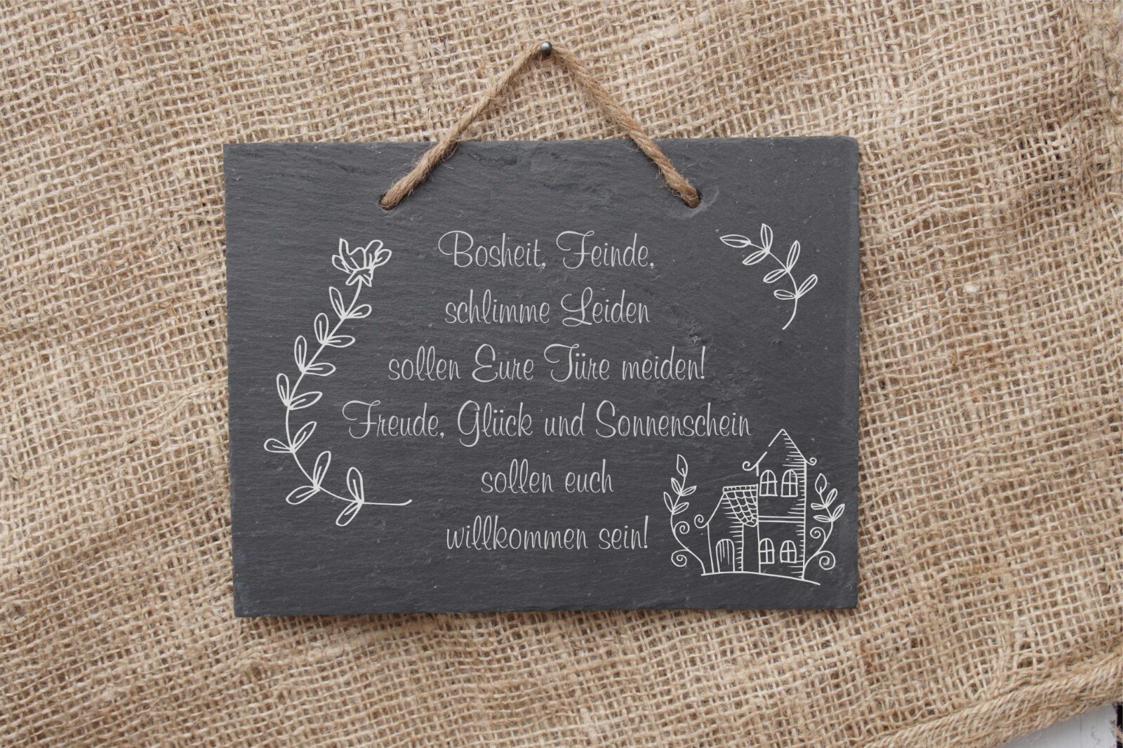 Schiefer Tafel Haussegen, versch. Motive und Sprüche, Geschenk Einzug Hausbau