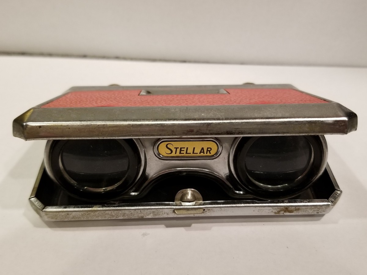 Vintage STELLAR Compact Opera Glasses Folding Binoculars Coated