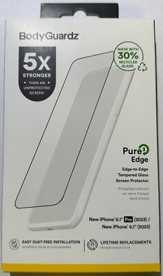 BodyGuardz Pure 3 Edge Glass Screen Protector for Apple iPhone 15 / 15 Pro 6.1''