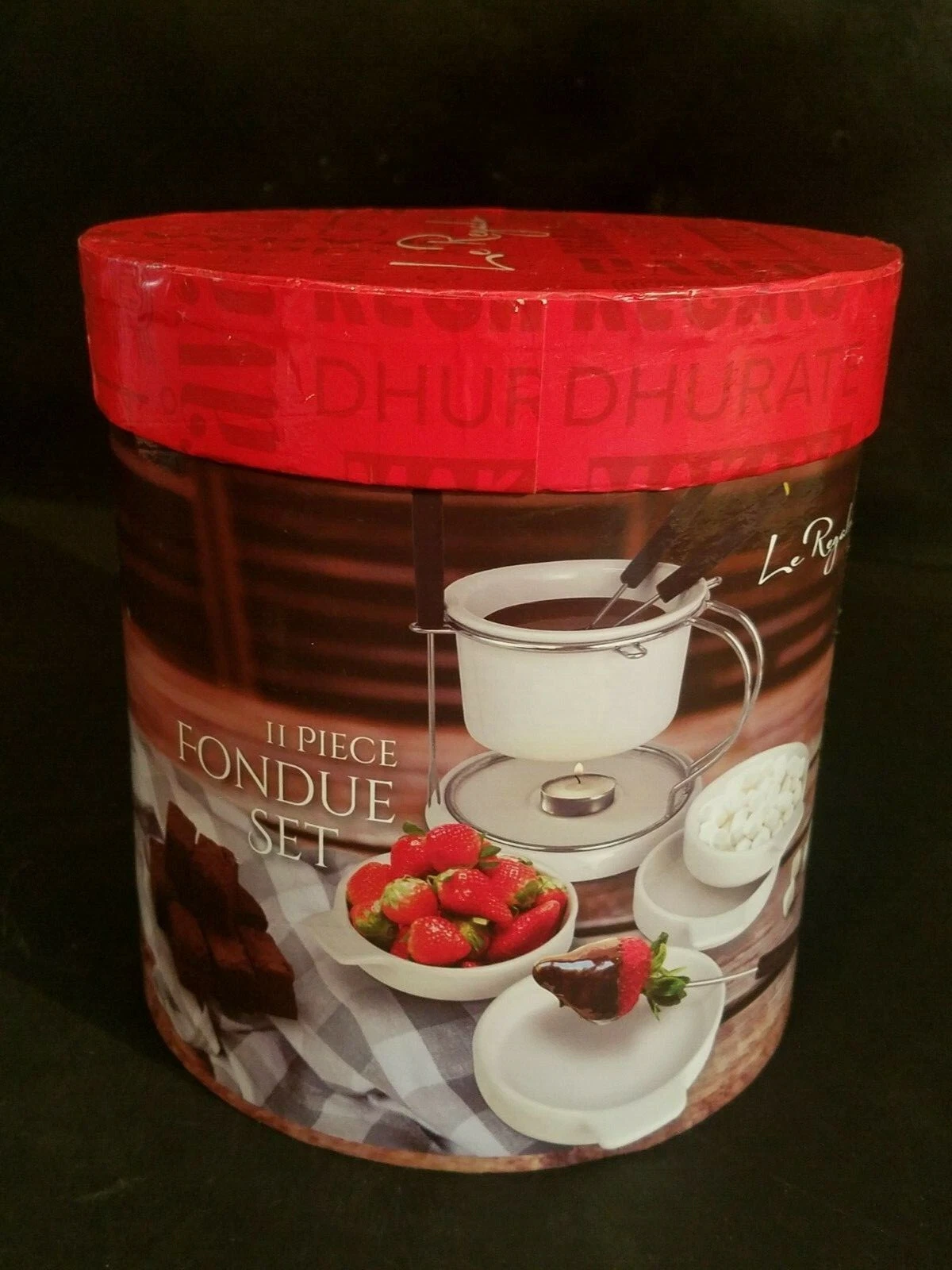 NEW IN BOX Le Regalo Fondue 11 Piece Set White Ceramic & Stainless