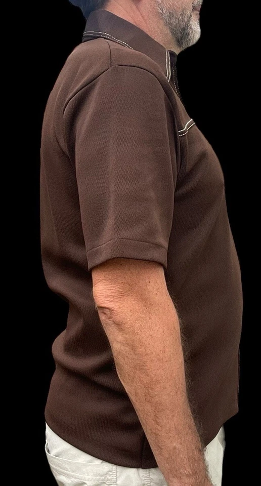 Polo Robert Bruce Arnold Palmer Vintage Doble Punto Marrón Blanco Tejido Para Hombre L Foto 3 de 4