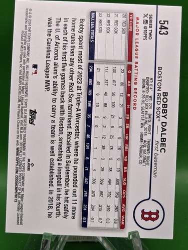 Bobby Dalbec 2024 Topps ASG Foil timbrato #543 ALL Star Game SET ESCLUSIVO - Foto 2 di 2