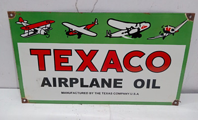 Texaco Airplane Oil Porcelain Enamel Sign  24 x 14 Inches 1 Side
