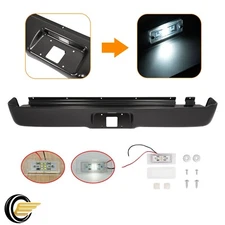 Black Steel Rear Roll Pan w/ License Plate Light Kit For Ford F-150 2004-2010