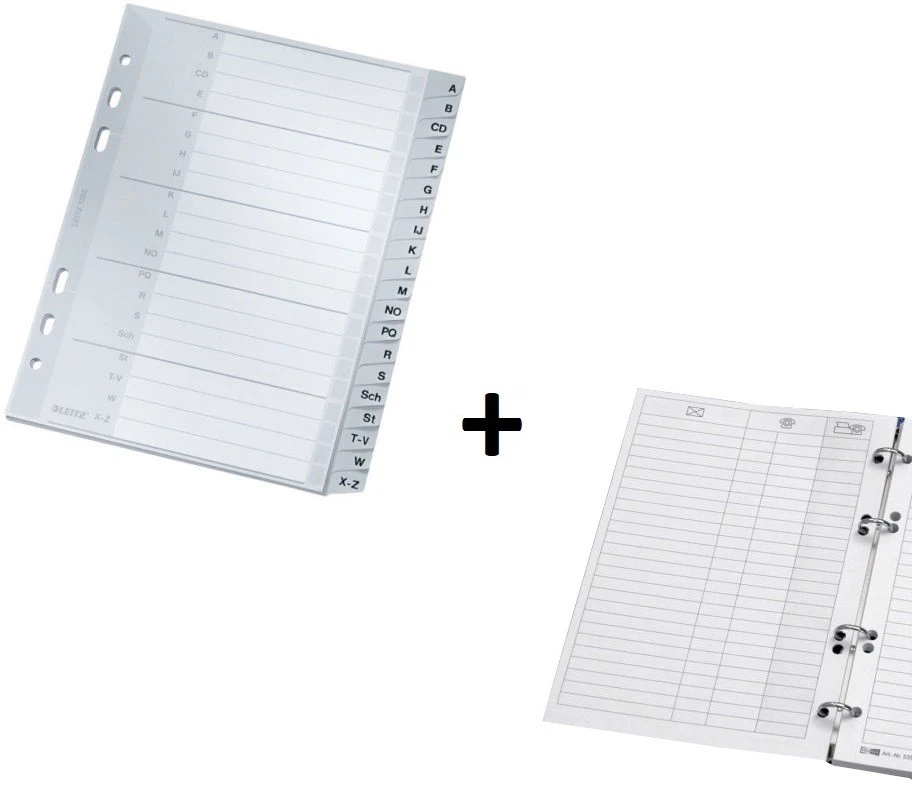 Leitz Register Telefonregister A-Z A5, 165 x 210mm + 25 Veloflex Einlageblätter