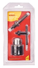 New 3Pc Drill Chuck & Key Set 1/2" 4 Nut Rotary Hammer Adaptor Adapter Power
