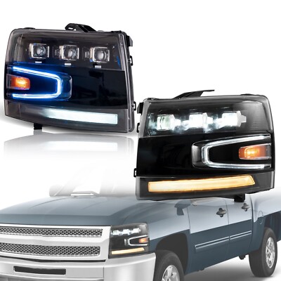 2* Full LED Headlights For 2007-2012 2013 Chevrolet Silverado 1500 2500HD 3500HD