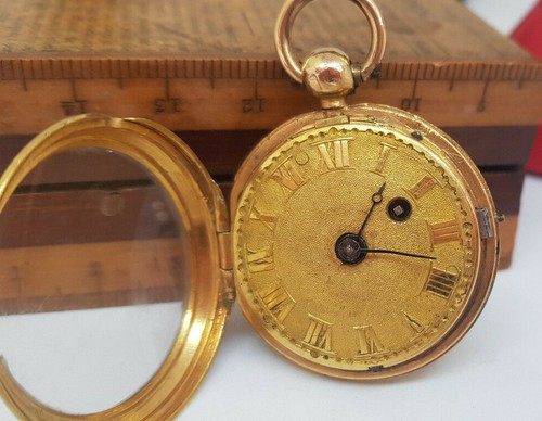 RELOJ BOLSILLO RARO ANTIGUO MINIATURA BORDE DORADO NO FUNCIONA NECESITA REPARACIÓN - Imagen 12 de 12