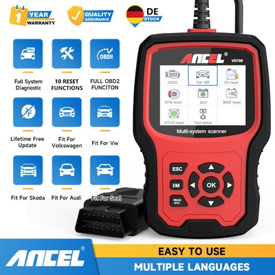 Ancel VD700 Alles System Diagnostik ABS SRS DPF Öl Auto OBD2 Scanner Code Leser