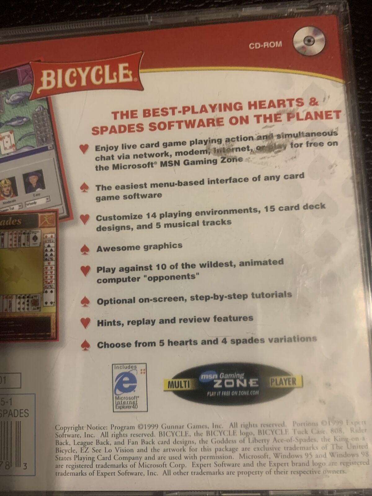 Hearts & Spades CD-ROM For Windows 95/98 NEW